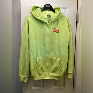 The Grinch Zip up Hoodie with details on hood